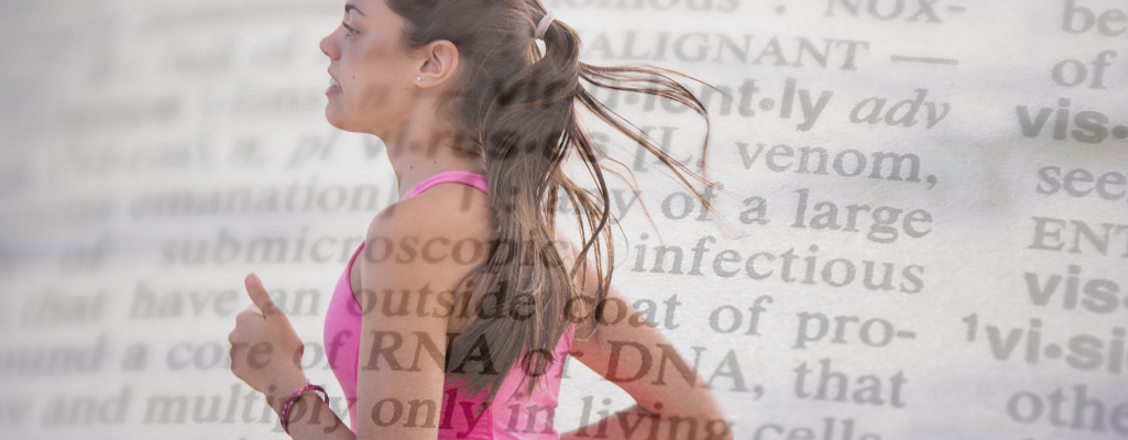 image of women running super imposed over a dictionary page